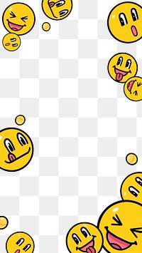 Funky emoticons png frame, transparent background