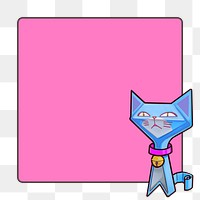 Pink cat png badge sticker, transparent background