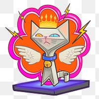 Crowned cat png AR technology sticker, transparent background