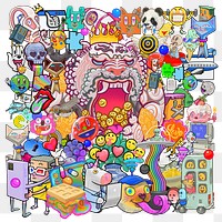 Funky neo graffiti png sticker, abstract cartoon illustration, transparent background