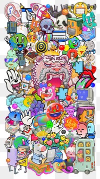 Funky neo graffiti png sticker, abstract cartoon illustration, transparent background