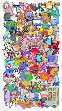 Funky neo graffiti png sticker, abstract cartoon illustration, transparent background