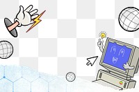 Funky computer cartoon png border, transparent background