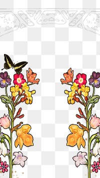 Flower border png art nouveau sticker, transparent background, remixed by rawpixel