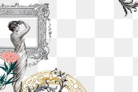 PNG art nouveau border sticker, transparent background, remixed by rawpixel