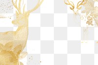 Gold stag frame png animal border sticker, transparent background, remixed by rawpixel