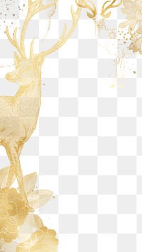 Gold stag png aesthetic border sticker, transparent background, remixed by rawpixel