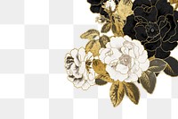 Black roses border png art nouveau sticker, transparent background, remixed by rawpixel