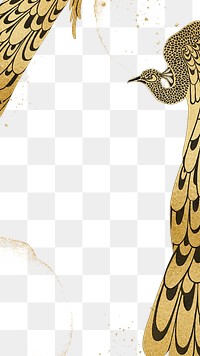 Peacock border png gold animal sticker, transparent background, remixed by rawpixel