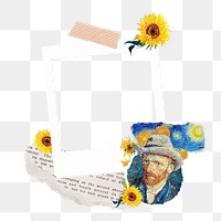 Instant photo frame png Van Gogh's self-portrait sticker, transparent background, remixed by rawpixel