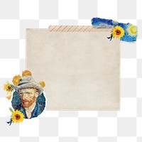 Vintage notepaper png Van Gogh's portrait sticker, transparent background, remixed by rawpixel