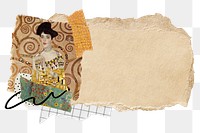 Ripped paper png Gustav Klimt's Portrait of Adele Bloch-Bauer I collage sticker, transparent background, remixed by rawpixel