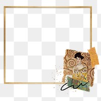 Gold frame png Gustav Klimt's Portrait of Adele Bloch-Bauer I collage sticker, transparent background, remixed by rawpixel