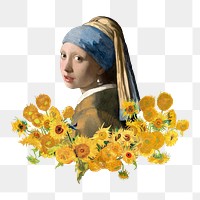 Vermeer pearl earring png sticker, transparent background. Famous art remixed by rawpixel.