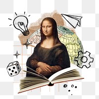 Mona Lisa png sticker, transparent background. Leonardo da Vinci art remixed by rawpixel.