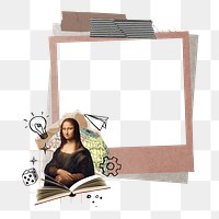 Mona Lisa png instant photo frame sticker, transparent background. Leonardo da Vinci art remixed by rawpixel.