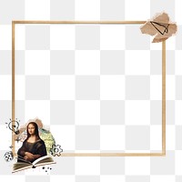 Mona Lisa png minimal frame, transparent background. Leonardo da Vinci art remixed by rawpixel.