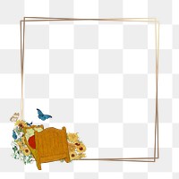 PNG Van Gogh's gold frame artwork sticker, transparent background, remixed by rawpixel