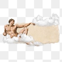 Ripped paper png Michelangelo Buonarroti's The Creation of Adam sticker, transparent background, remixed by rawpixel