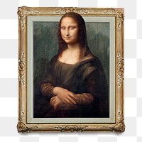 Mona Lisa png picture frame sticker, transparent background. Leonardo da Vinci art remixed by rawpixel.