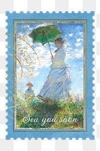 Madame Monet png postage stamp sticker, transparent background. Famous art remixed by rawpixel.