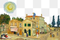 Yellow house png border sticker, transparent background. Vincent van Gogh art remixed by rawpixel.