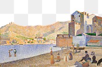 Beach town png border sticker, transparent background. Paul Signac famous artwork remixed by rawpixel.