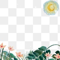 Henri Rousseau's flower png border, transparent background, remixed by rawpixel