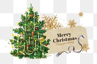 Merry Christmas greeting png tag sticker, paper craft remix, transparent background