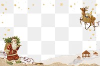 Aesthetic Santa Claus png border, paper collage design, transparent background