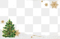 Aesthetic Christmas tree png border, paper collage design, transparent background