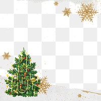 Aesthetic Christmas tree png border, paper collage design, transparent background