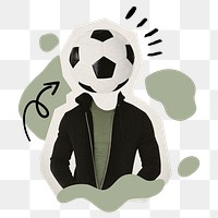 Football-headed man png sticker, creative collage on transparent background