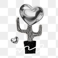 Heart cactus png sticker, creative collage on transparent background