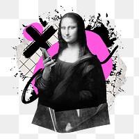 Mona Lisa png sticker, abstract graffiti collage on transparent background, remixed by rawpixel