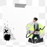 Skater notepaper png aesthetic journal collage sticker, transparent background