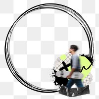 PNG black round frame sticker, transparent background