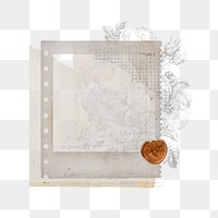 Vintage paper png collage remix, transparent background