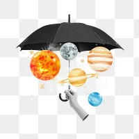 Galaxy png covering umbrella, transparent background