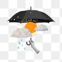 Rainy season png covering umbrella, transparent background