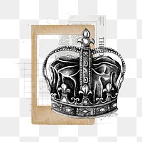 Vintage crown  png, paper collage art, transparent background