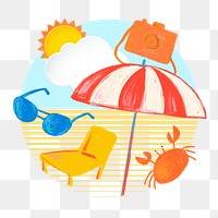 Summertime png beach umbrella, transparent background