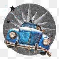 Ephemera classic car png vintage collage sticker, transparent background