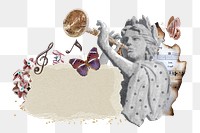 Ripped paper png sticker, vintage Greek Goddess sculpture on transparent background