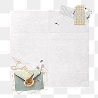 Ephemera notepaper png editable vintage journal sticker, transparent background