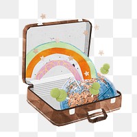 Travel luggage png sticker, creative collage on transparent background