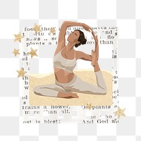 Woman yoga png aesthetic wellness sticker, transparent background