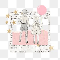 Aesthetic kids png sibling's love sticker, transparent background