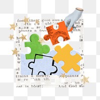 Business teamwork png aesthetic puzzle sticker, transparent background