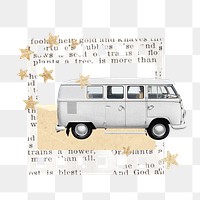 Classic van png vintage sticker, transparent background